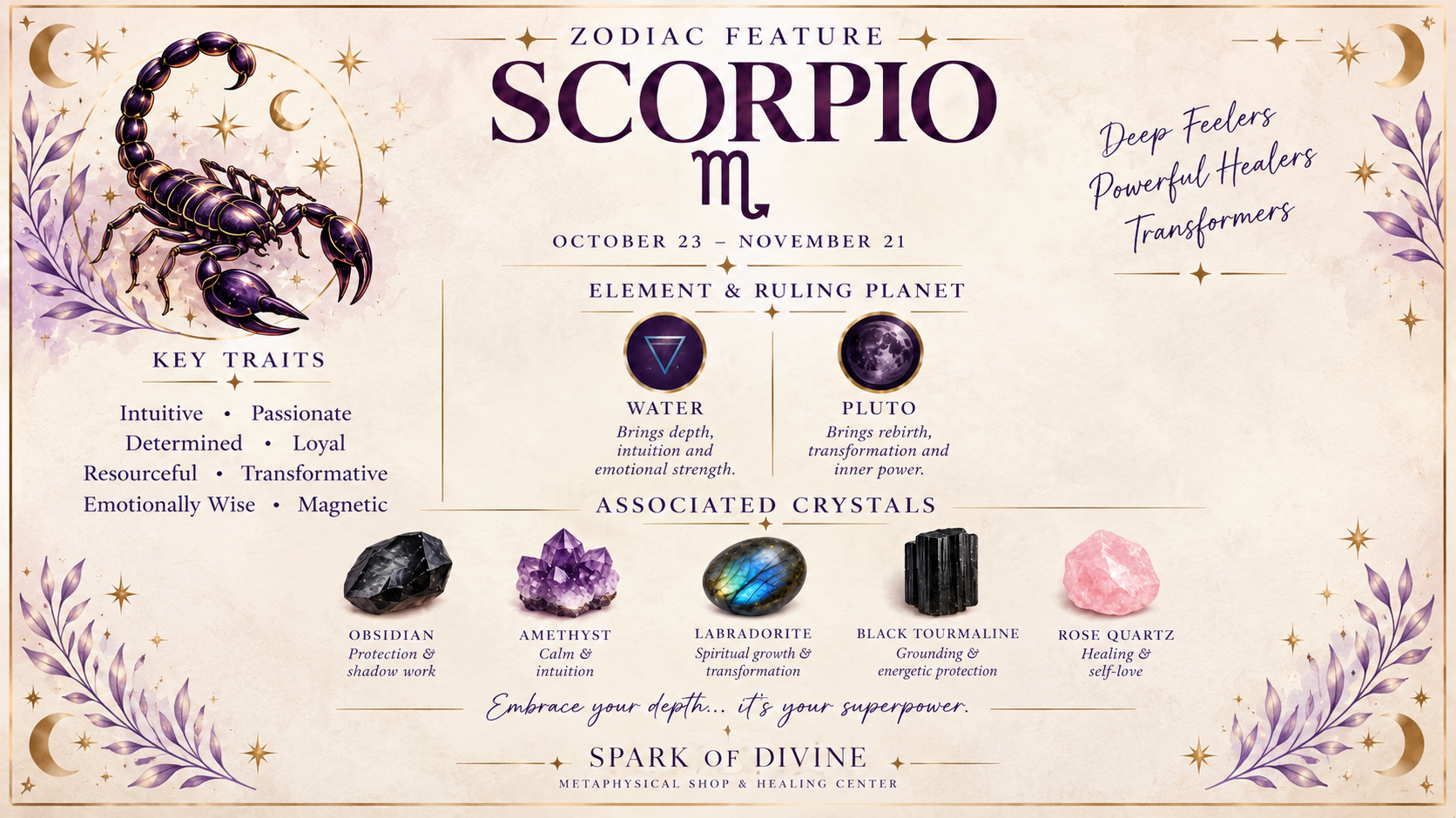 Scorpio Zodiac Crystal Infographic